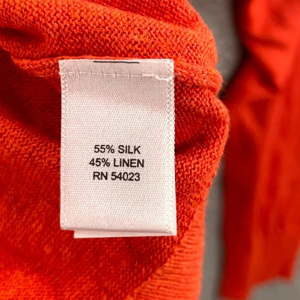 Banana Republic Silk-Linen V Neck Sweater Mens L Orange Office Career Minimalist